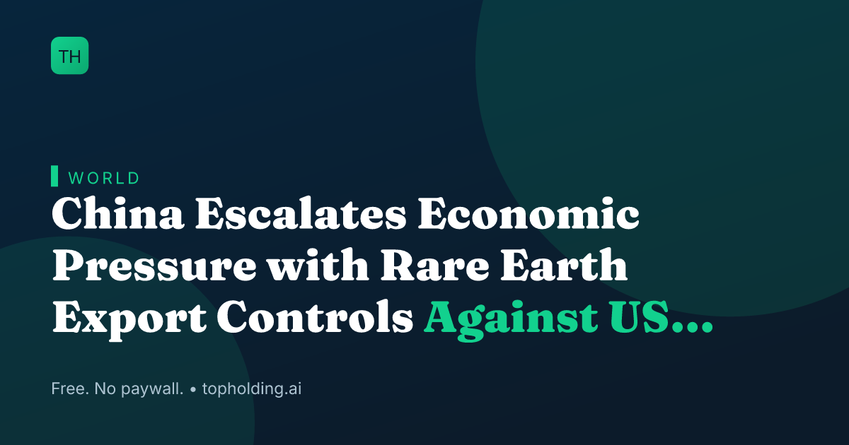 China Escalates Economic Pressure with Rare Earth Export Controls Against US Firms