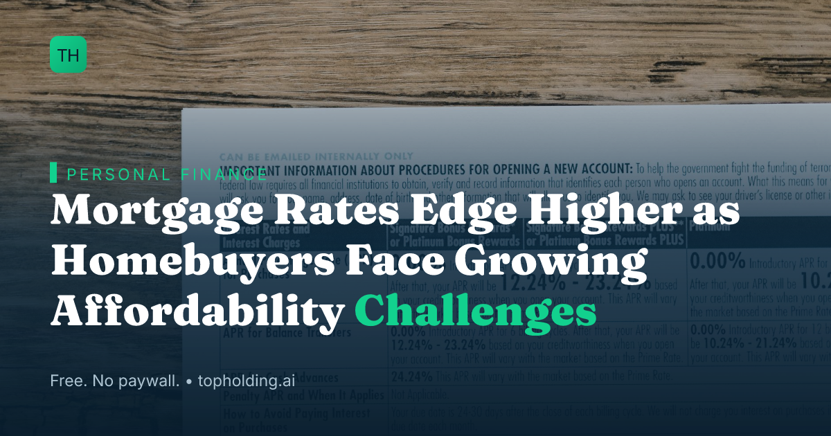 Mortgage Rates Edge Higher as Homebuyers Face Growing Affordability Challenges