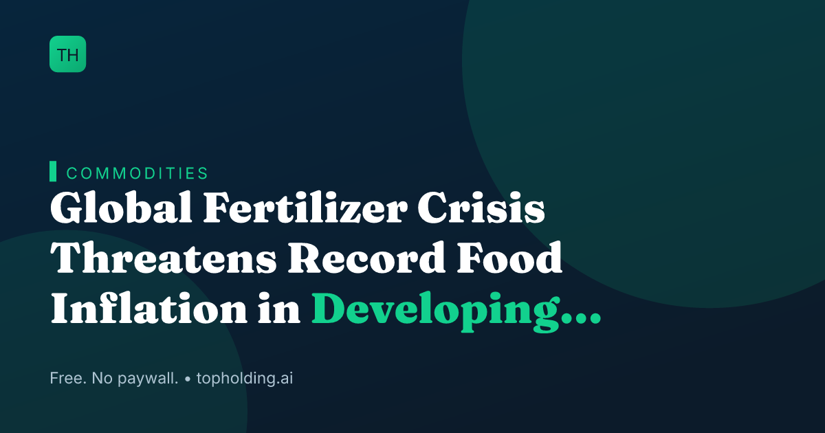 Global Fertilizer Crisis Threatens Record Food Inflation in Developing Markets