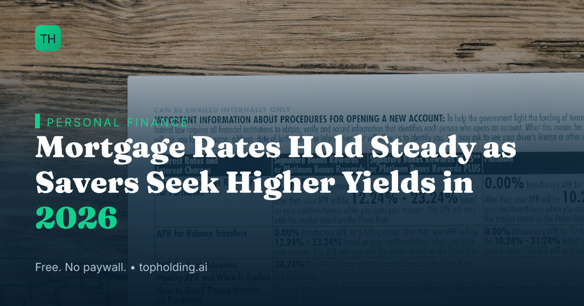 Mortgage Rates Hold Steady as Savers Seek Higher Yields in 2026