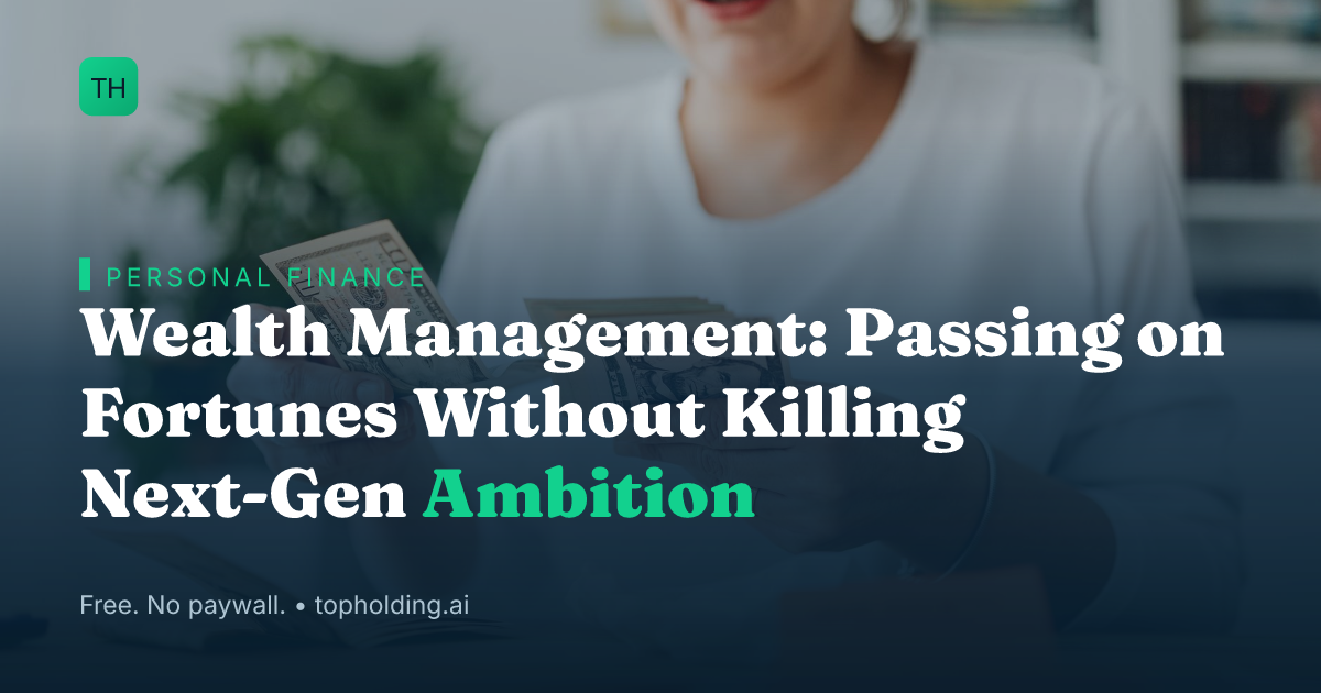 Wealth Management: Passing on Fortunes Without Killing Next-Gen Ambition