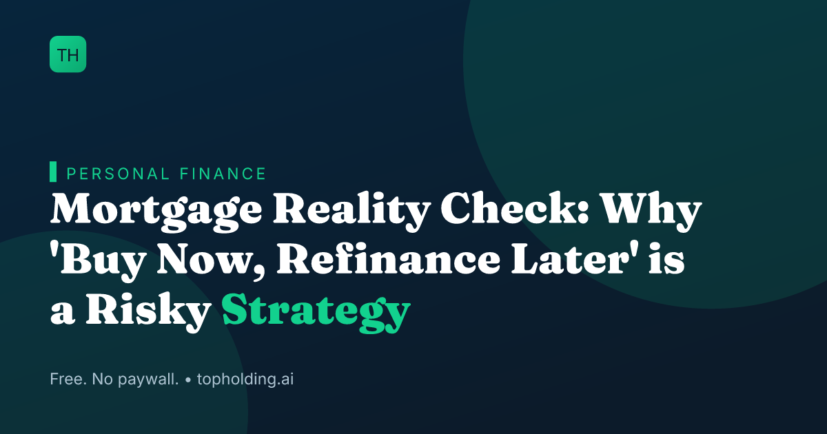 Mortgage Reality Check: Why 'Buy Now, Refinance Later' is a Risky Strategy