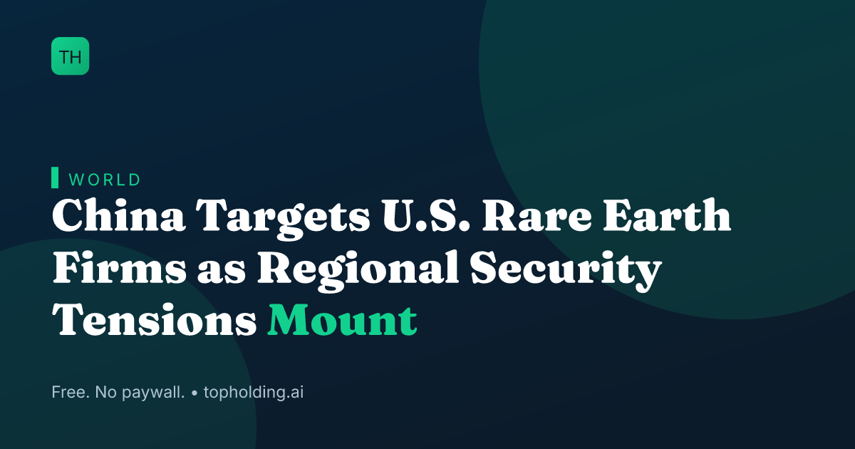 China Targets U.S. Rare Earth Firms as Regional Security Tensions Mount