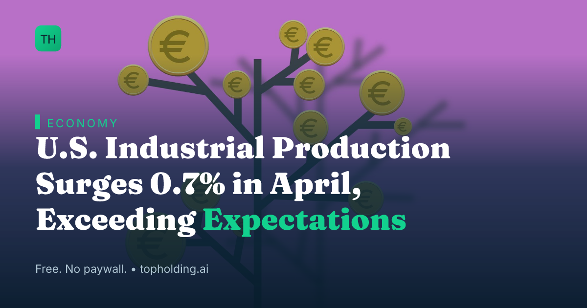 U.S. Industrial Production Surges 0.7% in April, Exceeding Expectations
