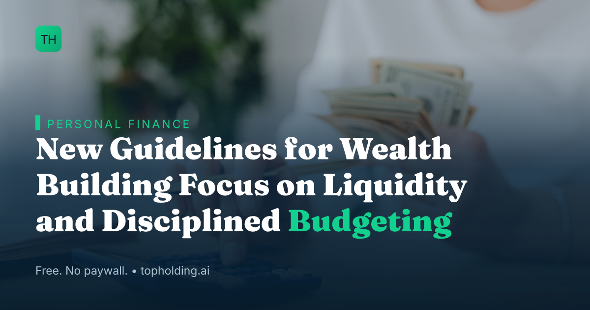 New Guidelines for Wealth Building Focus on Liquidity and Disciplined Budgeting