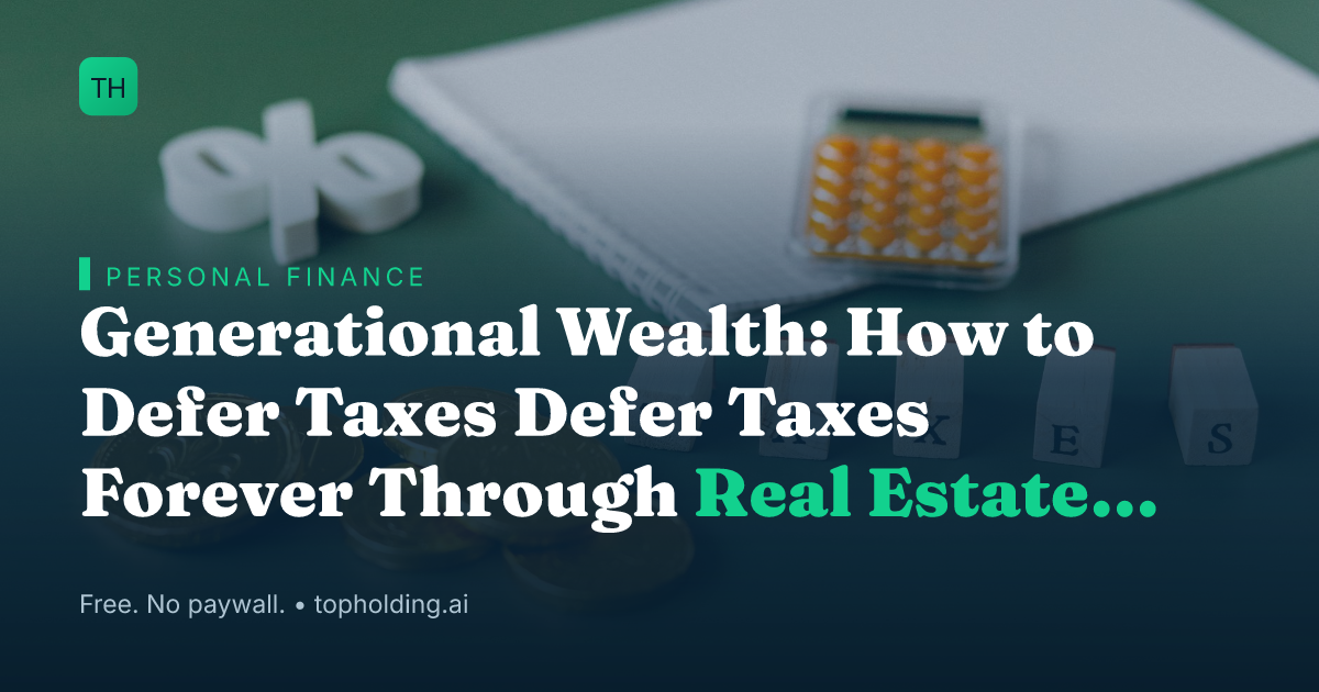 Generational Wealth: How to Defer Taxes Defer Taxes Forever Through Real Estate and Trusts