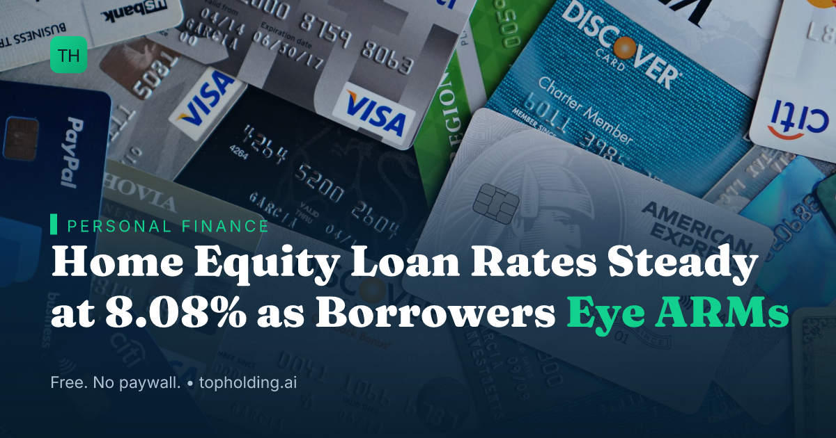 Home Equity Loan Rates Steady at 8.08% as Borrowers Eye ARMs