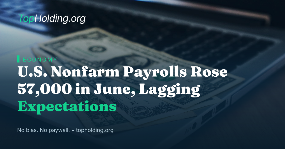 U.S. Nonfarm Payrolls Rose 57,000 in June, Lagging Expectations
