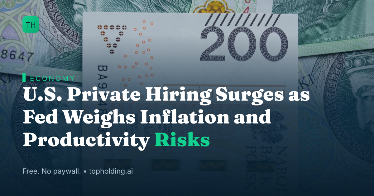 U.S. Private Hiring Surges as Fed Weighs Inflation and Productivity Risks