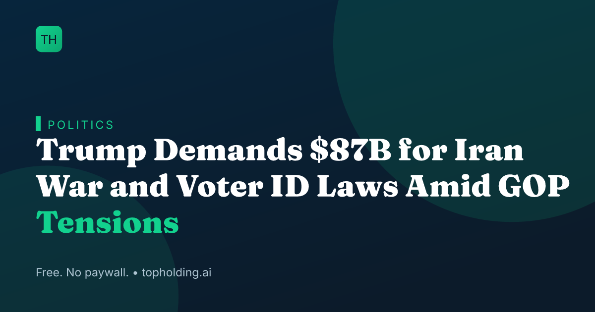 Trump Demands $87B for Iran War and Voter ID Laws Amid GOP Tensions