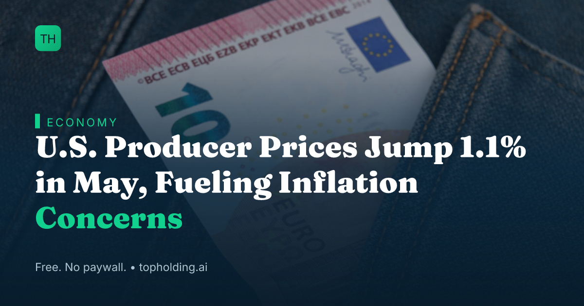 U.S. Producer Prices Jump 1.1% in May, Fueling Inflation Concerns