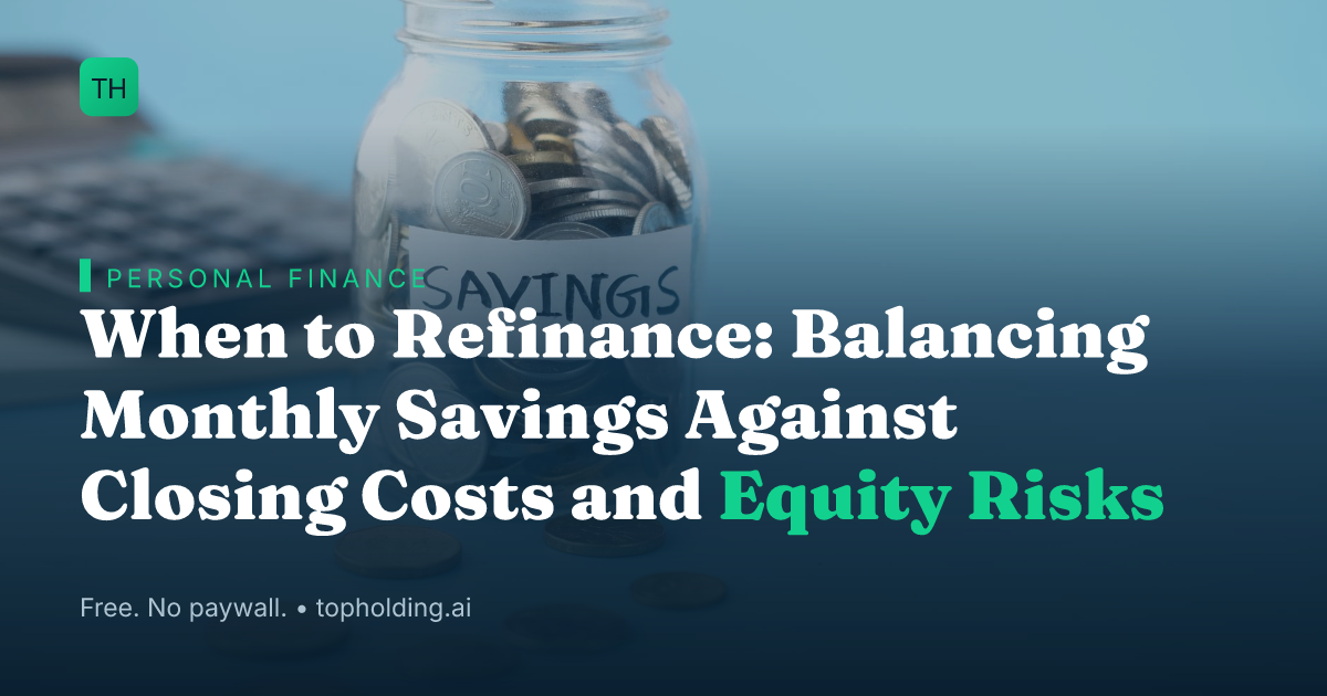 When to Refinance: Balancing Monthly Savings Against Closing Costs and Equity Risks