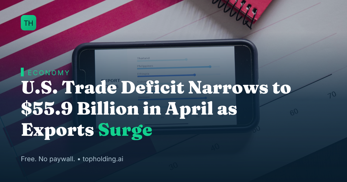 U.S. Trade Deficit Narrows to $55.9 Billion in April as Exports Surge