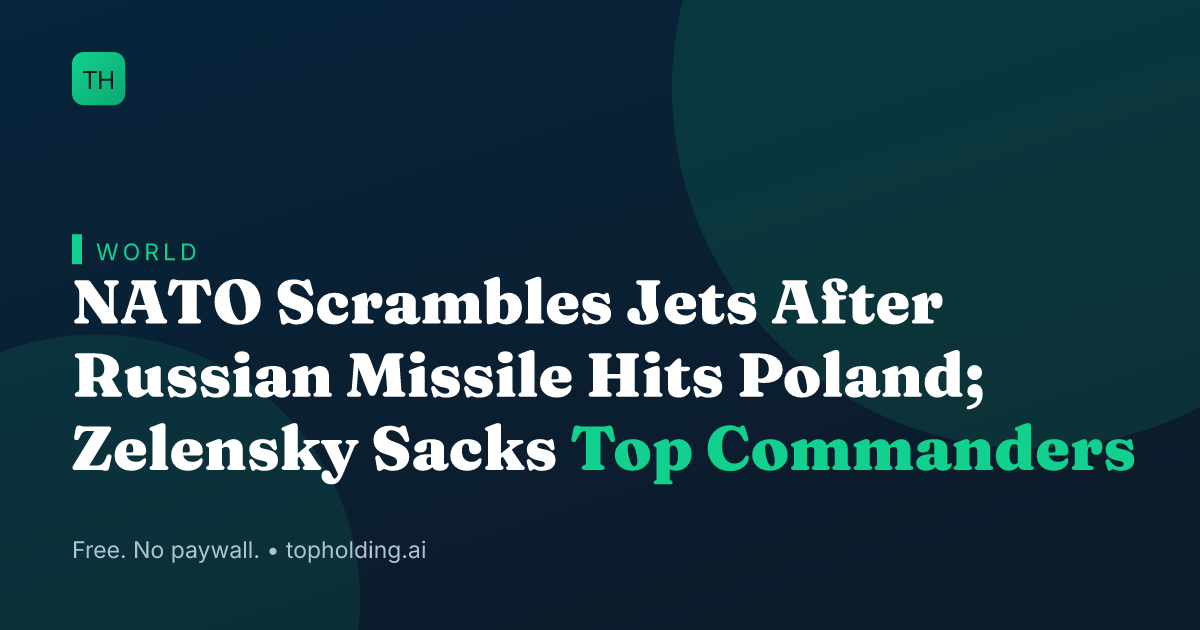 NATO Scrambles Jets After Russian Missile Hits Poland; Zelensky Sacks Top Commanders