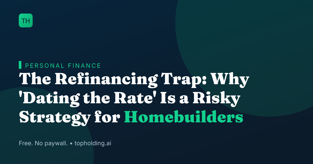 The Refinancing Trap: Why 'Dating the Rate' Is a Risky Strategy for Homebuilders