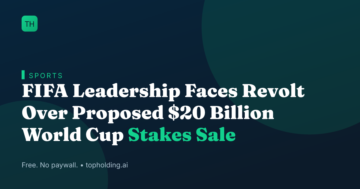 FIFA Leadership Faces Revolt Over Proposed $20 Billion World Cup Stakes Sale