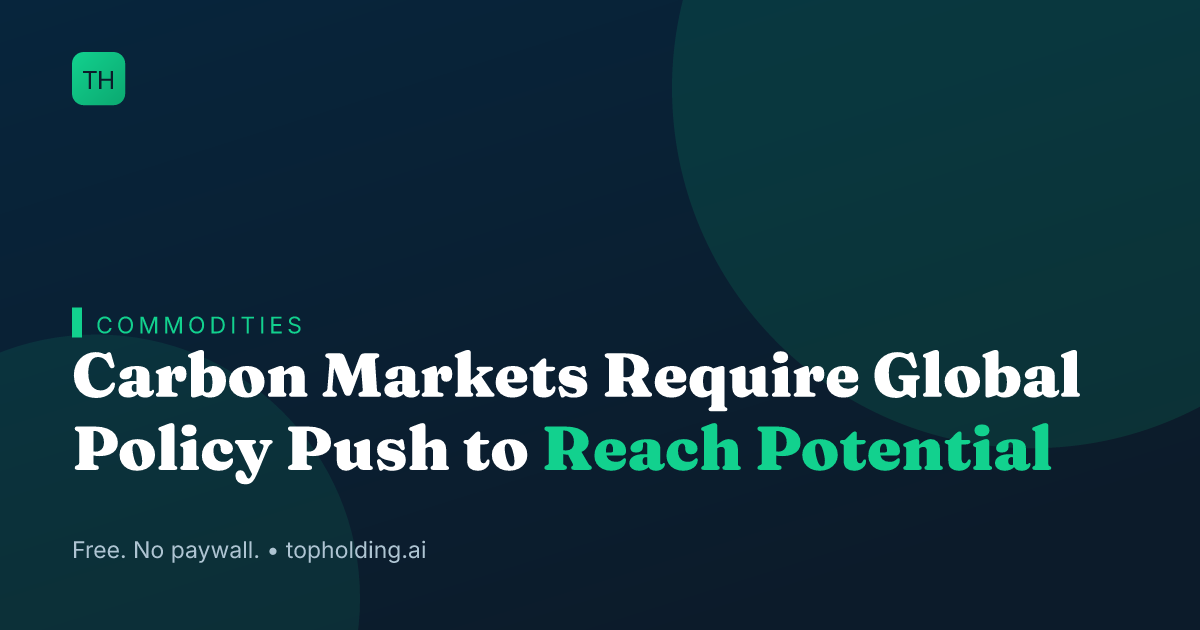 Carbon Markets Require Global Policy Push to Reach Potential