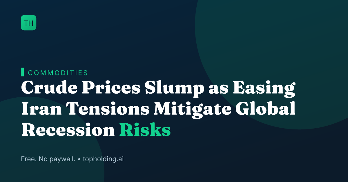 Crude Prices Slump as Easing Iran Tensions Mitigate Global Recession Risks