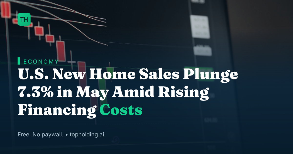U.S. New Home Sales Plunge 7.3% in May Amid Rising Financing Costs