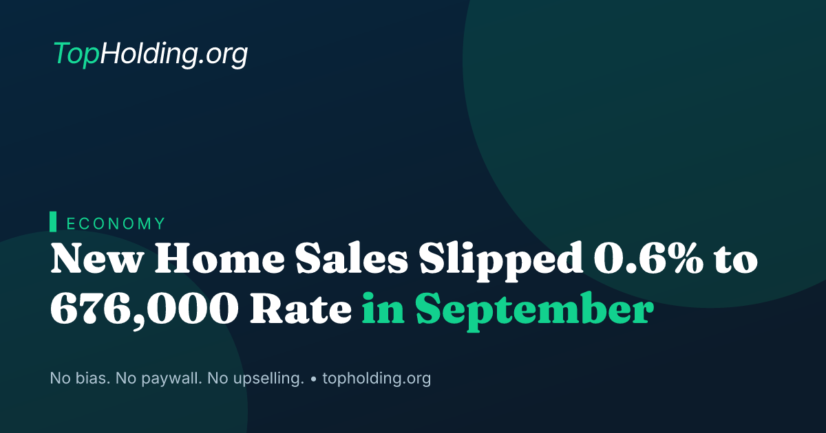 New Home Sales Slipped 0.6% to 676,000 Rate in September