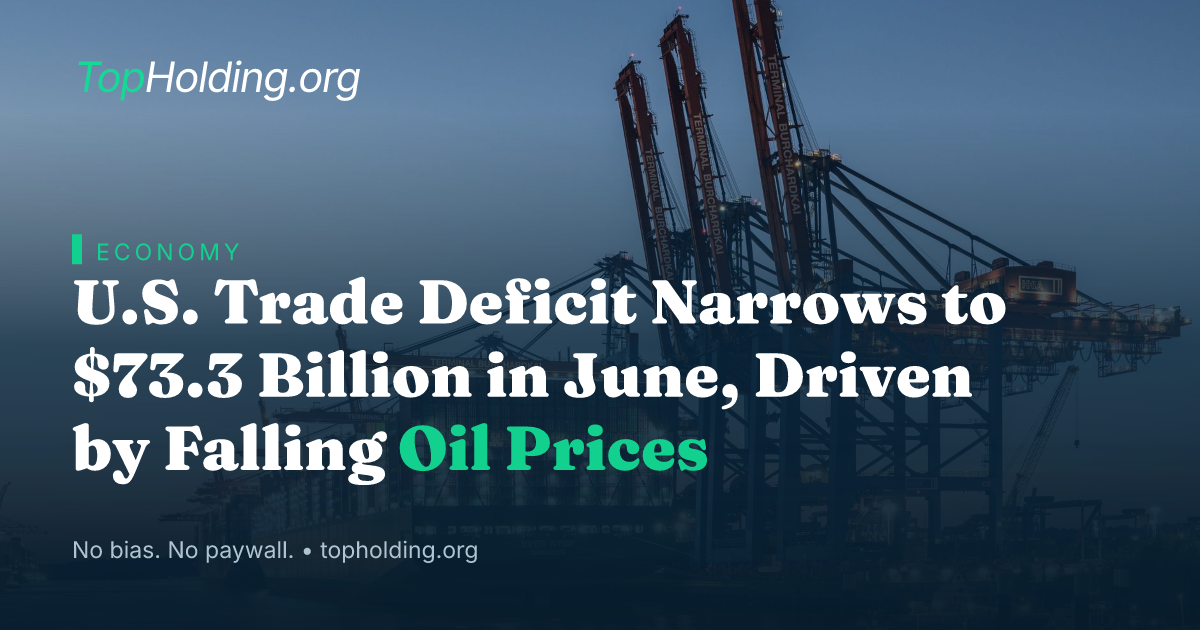 U.S. Trade Deficit Narrows to $73.3 Billion in June, Driven by Falling Oil Prices