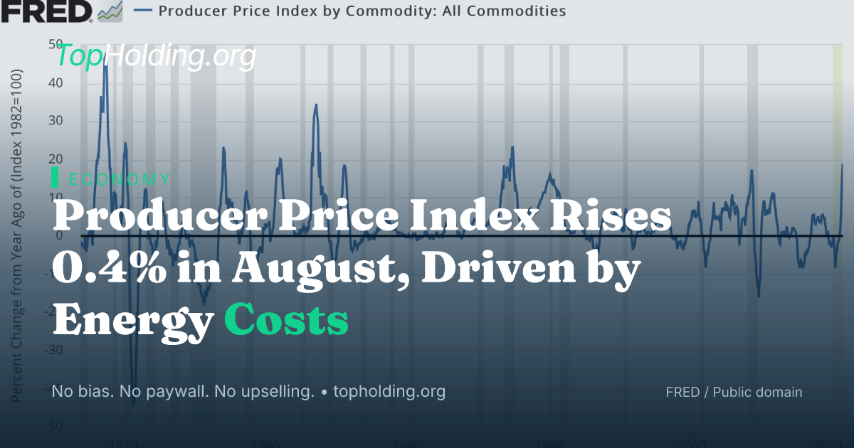 Producer Price Index Rises 0.4% in August, Driven by Energy Costs