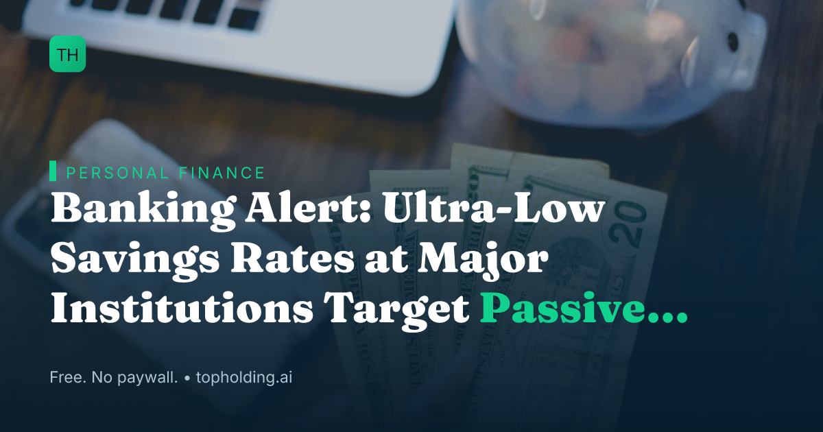Banking Alert: Ultra-Low Savings Rates at Major Institutions Target Passive Savers