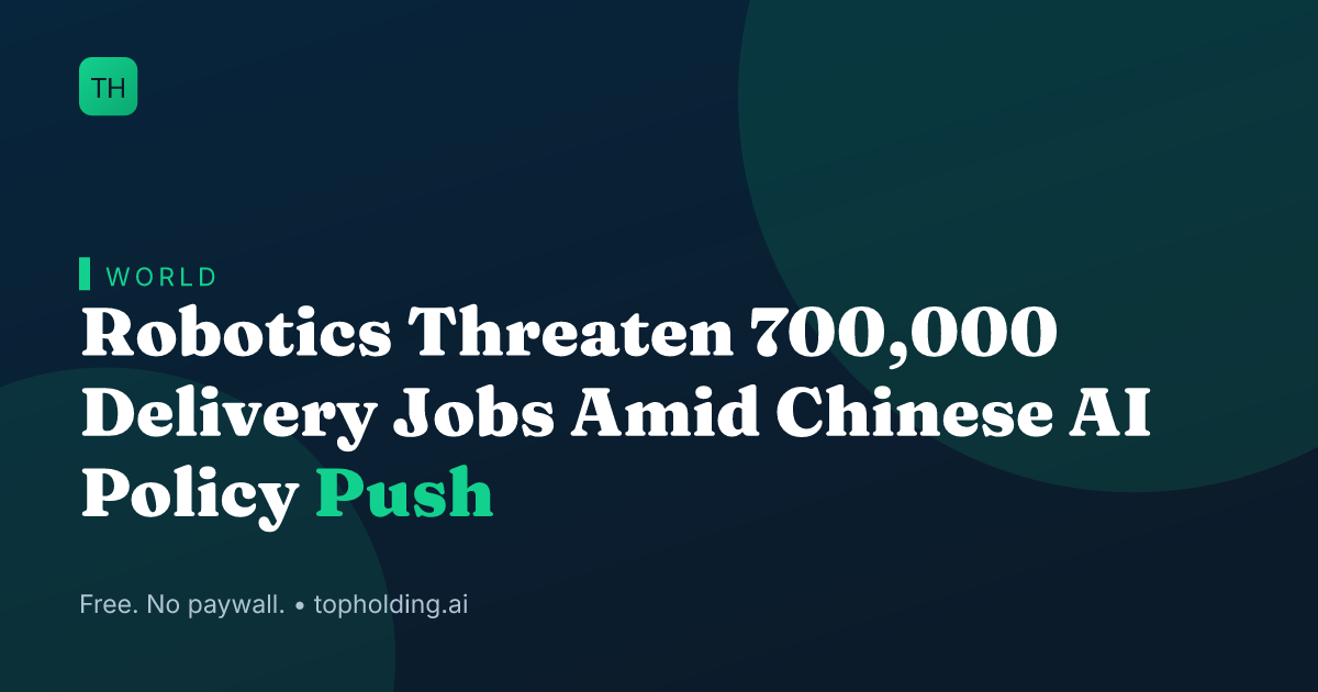 Robotics Threaten 700,000 Delivery Jobs Amid Chinese AI Policy Push
