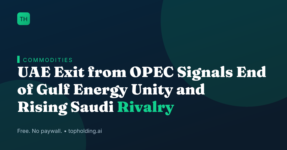 UAE Exit from OPEC Signals End of Gulf Energy Unity and Rising Saudi Rivalry