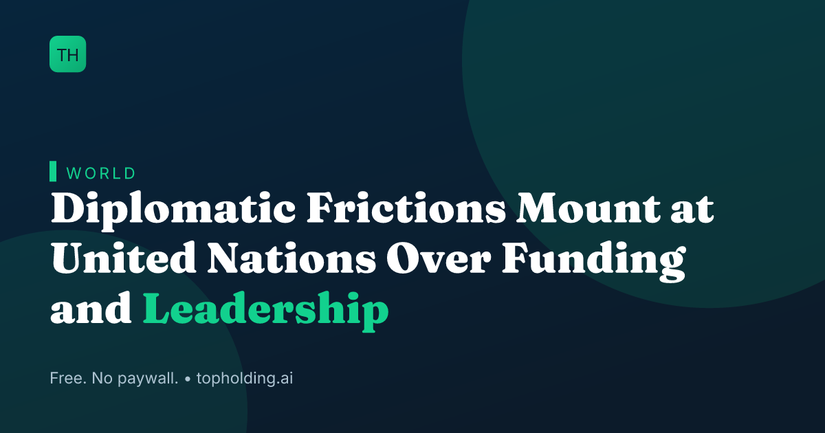 Diplomatic Frictions Mount at United Nations Over Funding and Leadership