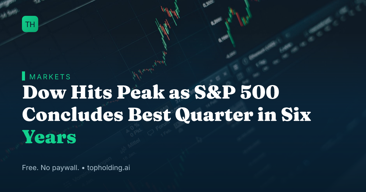 Dow Hits Peak as S&P 500 Concludes Best Quarter in Six Years
