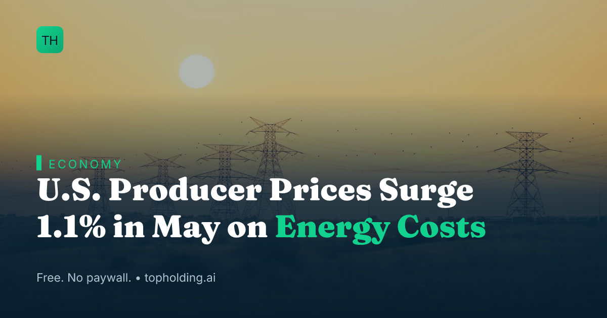 U.S. Producer Prices Surge 1.1% in May on Energy Costs
