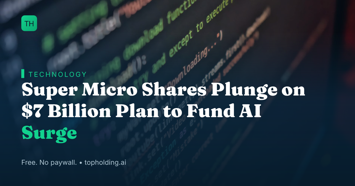 Super Micro Shares Plunge on $7 Billion Plan to Fund AI Surge