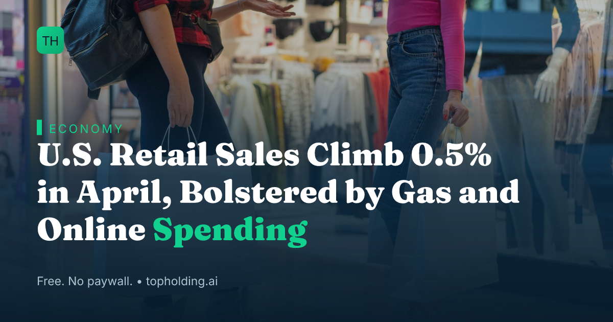 U.S. Retail Sales Climb 0.5% in April, Bolstered by Gas and Online Spending