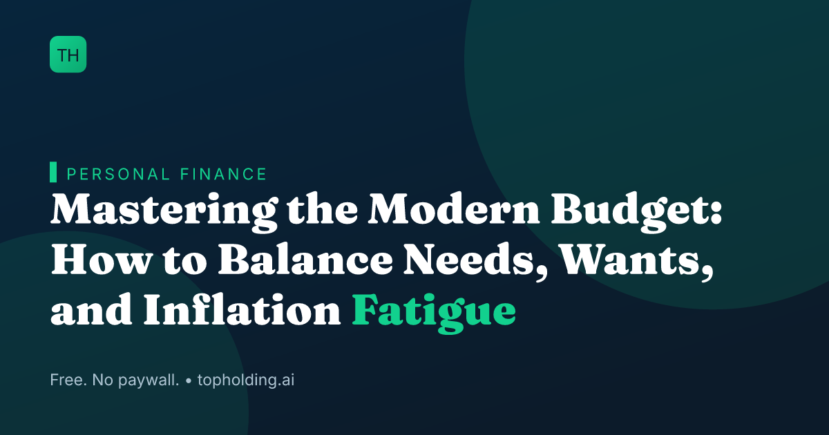 Mastering the Modern Budget: How to Balance Needs, Wants, and Inflation Fatigue