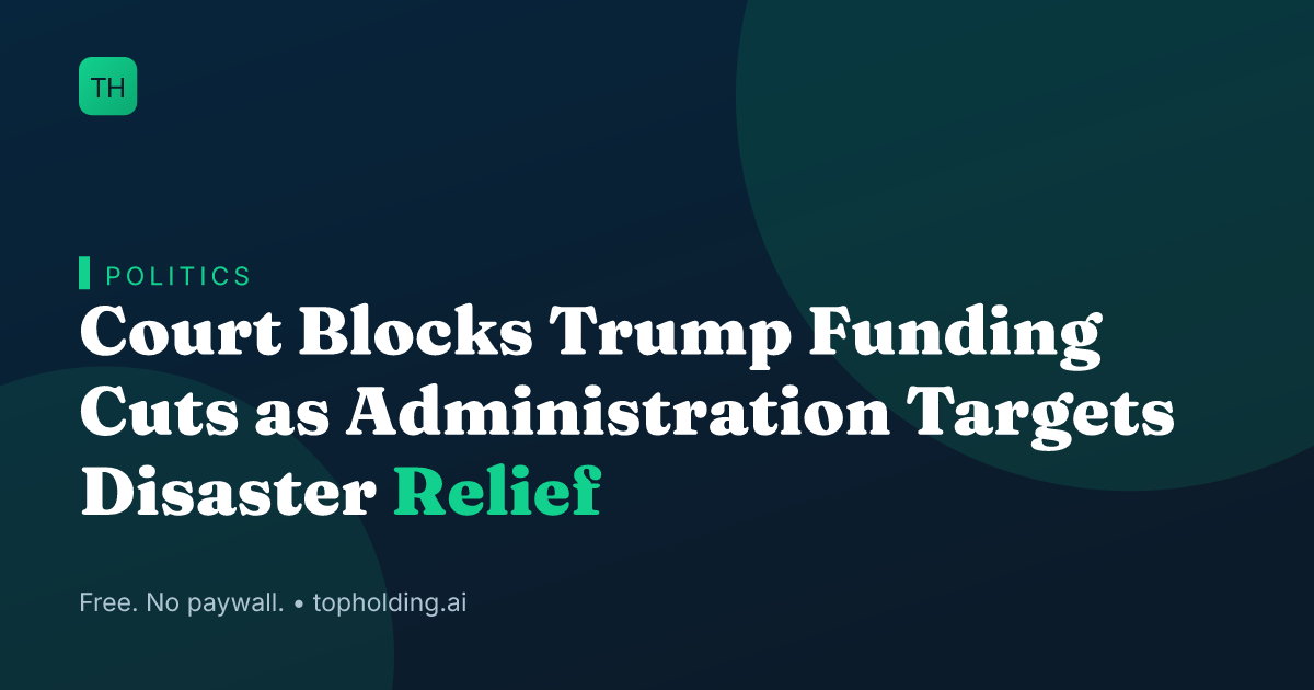 Court Blocks Trump Funding Cuts as Administration Targets Disaster Relief