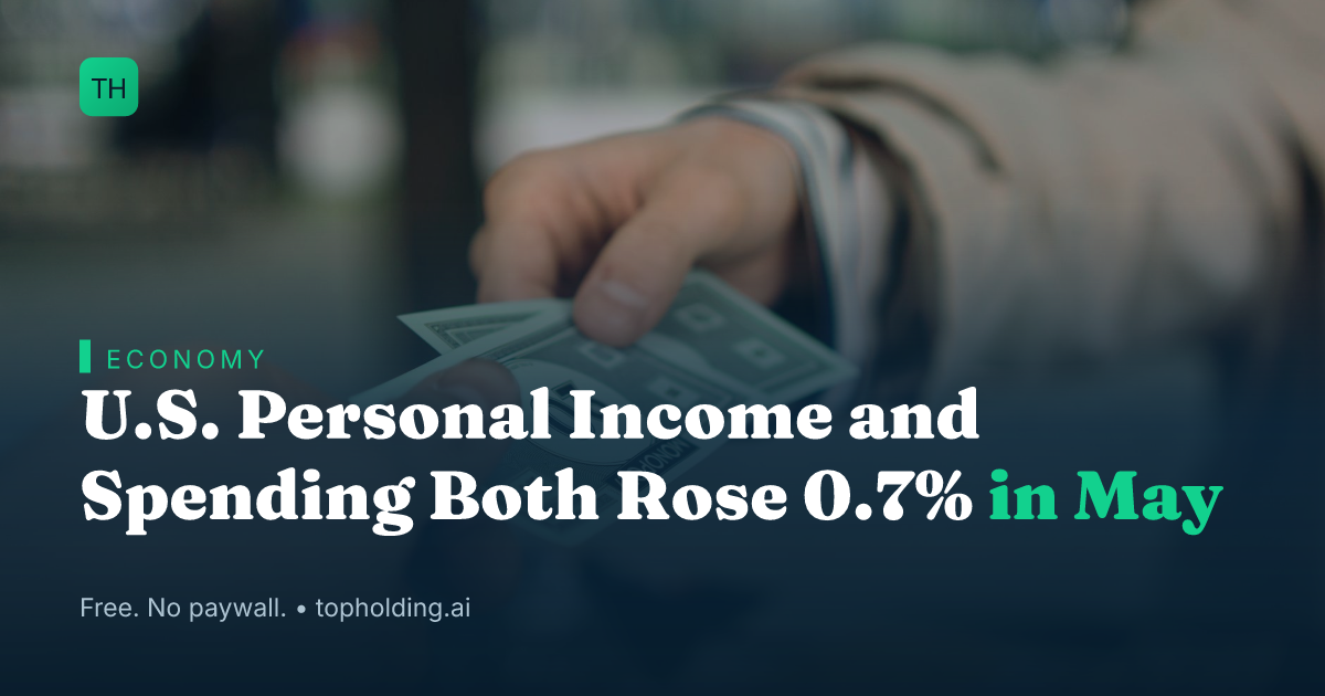 U.S. Personal Income and Spending Both Rose 0.7% in May