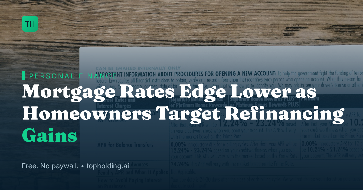 Mortgage Rates Edge Lower as Homeowners Target Refinancing Gains