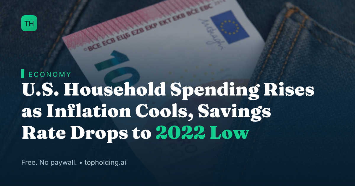 U.S. Household Spending Rises as Inflation Cools, Savings Rate Drops to 2022 Low