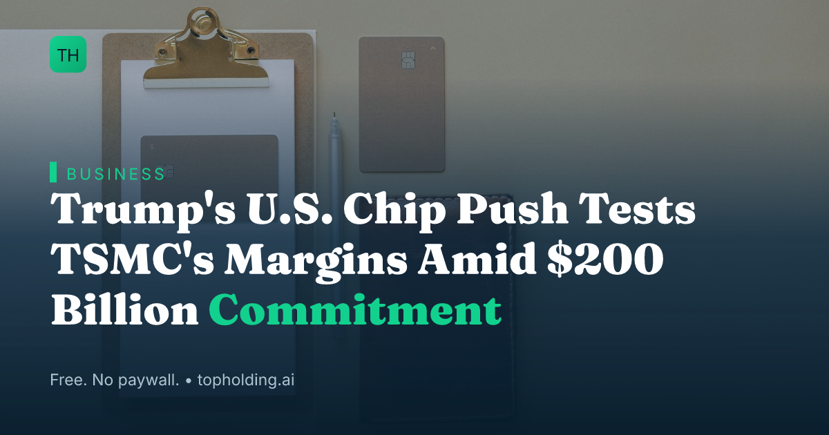 Trump's U.S. Chip Push Tests TSMC's Margins Amid $200 Billion Commitment