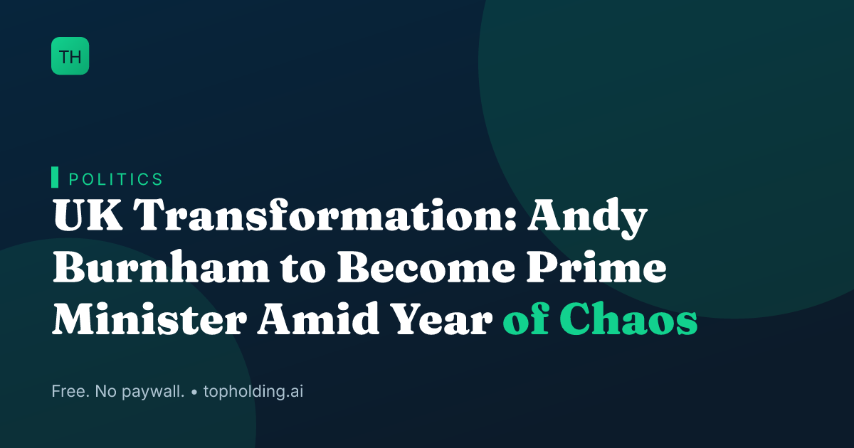 UK Transformation: Andy Burnham to Become Prime Minister Amid Year of Chaos